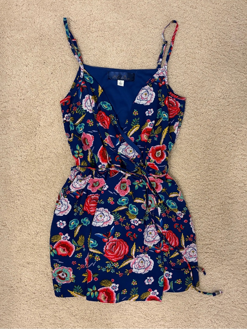 Blue Floral Wrap Mini Romper